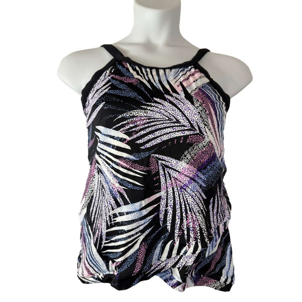 Unbranded Multi Color Stretch Crossover-Hem High Neck Tankini Top SKU0852